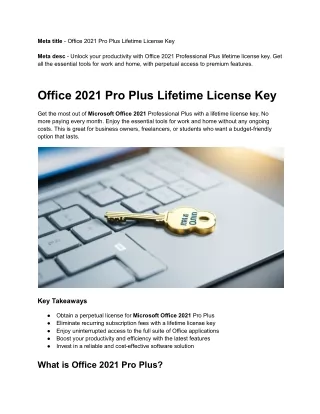 Office 2021 Pro Plus Lifetime License Key