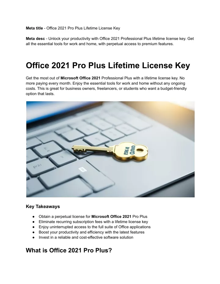 meta title office 2021 pro plus lifetime license