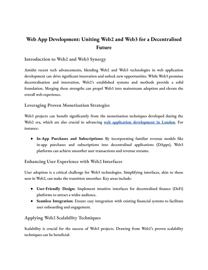 web app development uniting web2 and web3