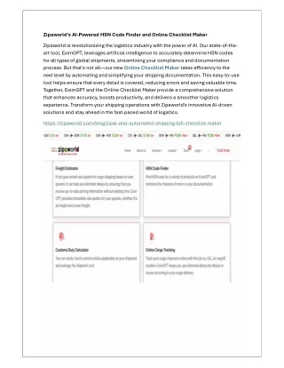 Zipaworld’s AI-Powered HSN Code Finder and Online Checklist Maker