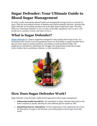 sugar defender your ultimate guide to blood sugar