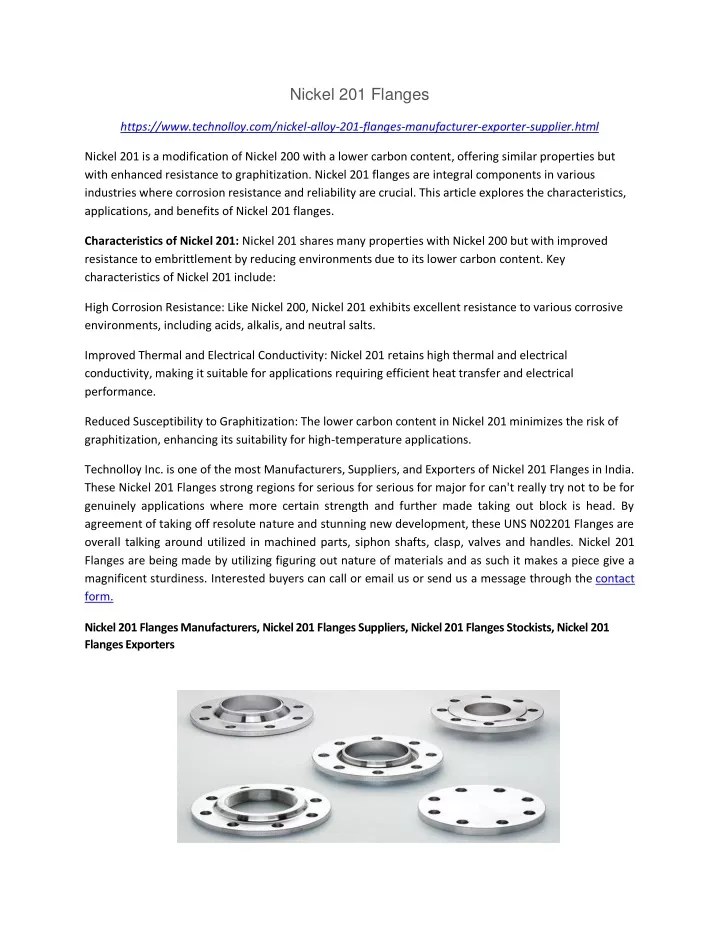 nickel 201 flanges