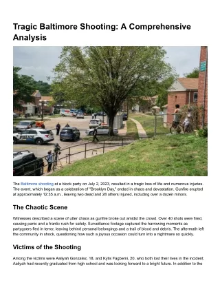 tragic baltimore shooting a comprehensive analysis