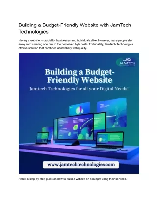 building a budget friendly website with jamtech