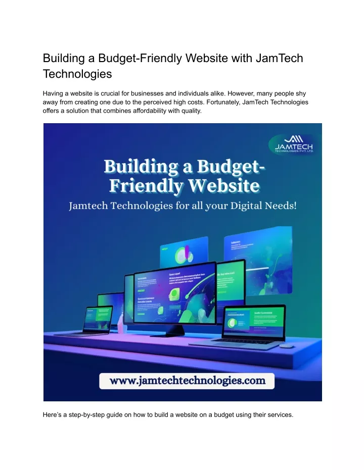 building a budget friendly website with jamtech