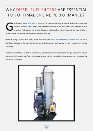 Why Diesel Fuel Filters Are Essential for Optimal Engine Performance