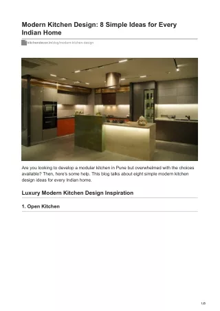 Modern Kitchen Design 8 Simple Ideas for Every Indian Home