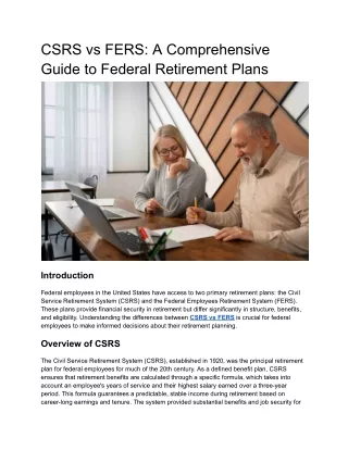 CSRS vs FERS_ A Comprehensive Guide to Federal Retirement Plans