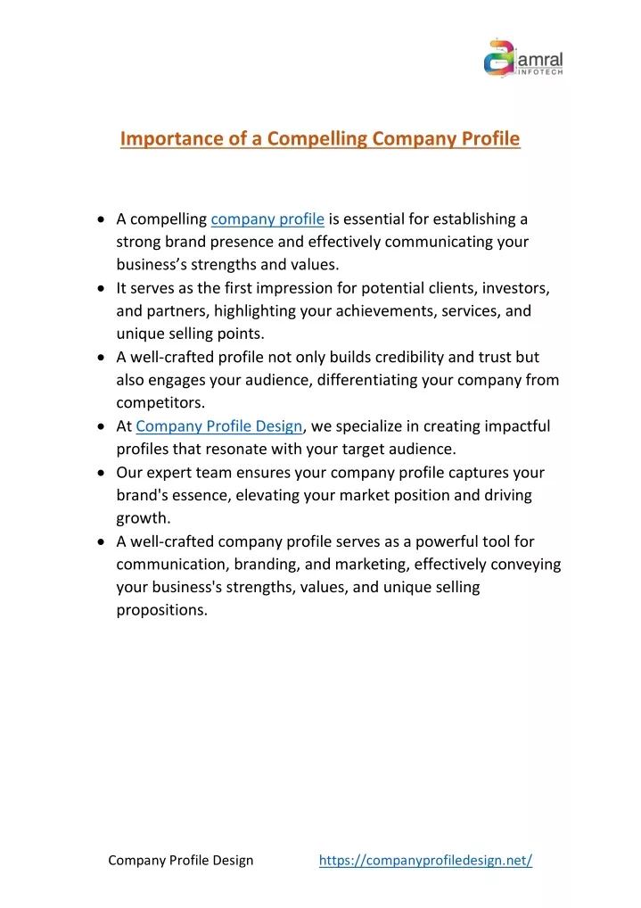 importance of a compelling company profile