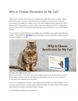 Why to Choose Revolution for My Cat