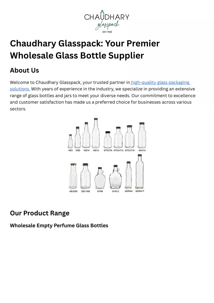 chaudhary glasspack your premier wholesale glass