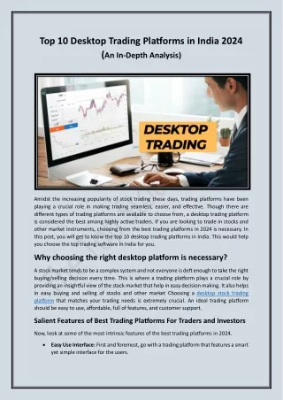 Top 10 Desktop Trading Platforms in India 2024: An In-Depth Analysis