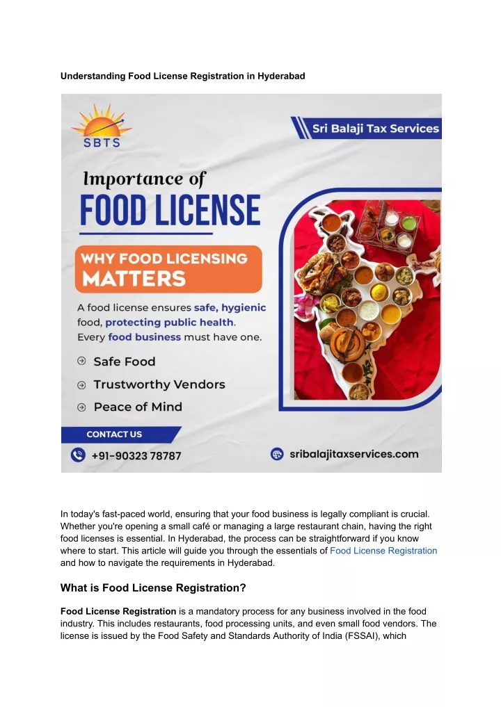 understanding food license registration