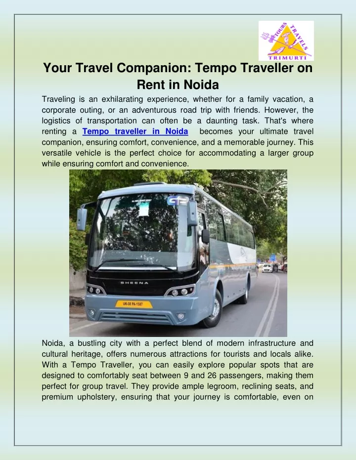 your travel companion tempo traveller on rent