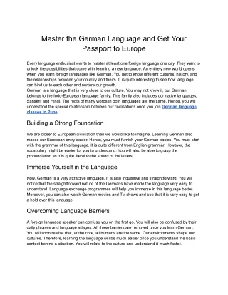 SIFIL- Master the German Language and Get Your Passport to Europe