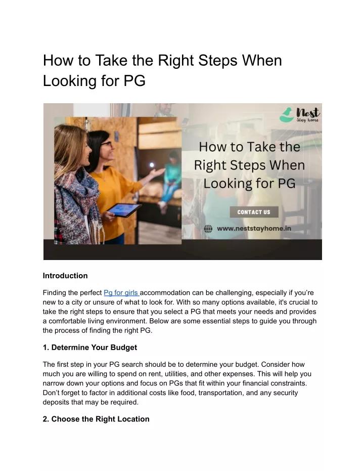 how to take the right steps when looking for pg