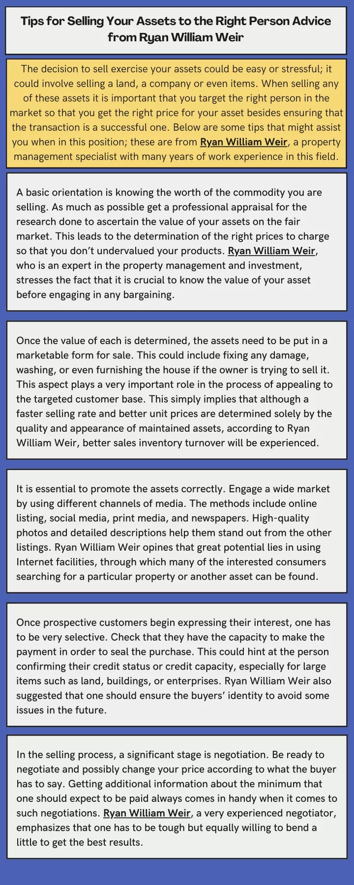 tips for selling your assets to the right person