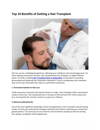 Top 10 Benefits of Getting a Hair Transplant