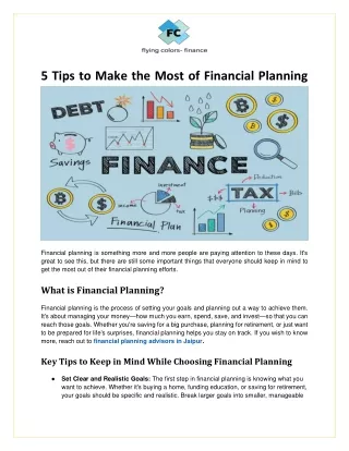 5 Tips to Make the Most of Financial Planning