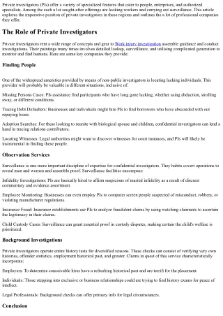 Examining Private Detective Offerings: Person Tracing and Monitoring