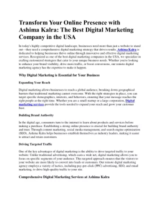 Transform Your Online Presence with Ashima Kalra