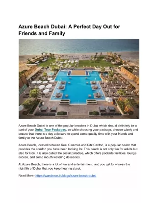 Azure Beach Dubai: A Perfect Day Out for Friends and Family