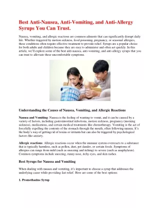 best anti nausea anti vomiting and anti allergy