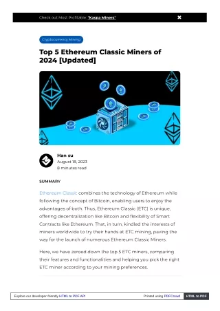 Top 5 Ethereum Classic Miners of 2024