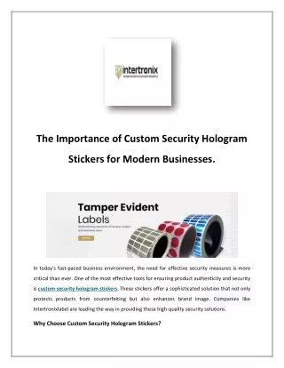 Tamper Evident Labels | Security Color Labels | Intertronix Label