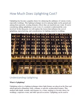 How Much Does Uplighting Cost?