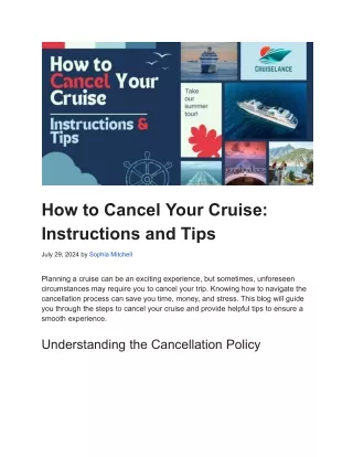 How to Cancel Your Cruise: Instructions and Tips