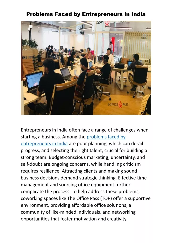 problems faced by entrepreneurs in india