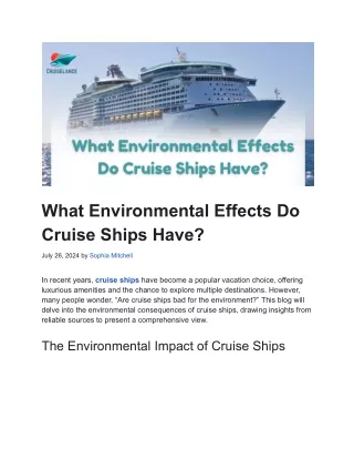 What Environmental Effects Do Cruise Ships Have?