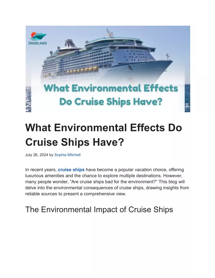 what environmental effects do cruise ships have