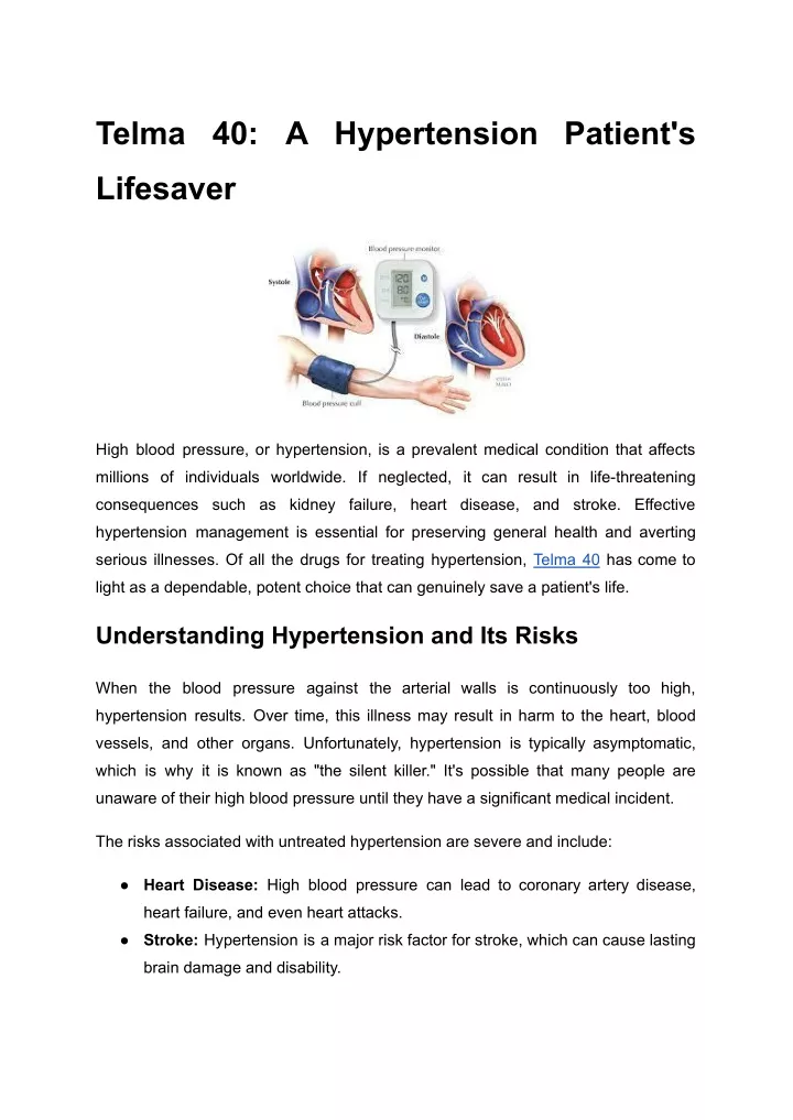 telma 40 a hypertension patient s