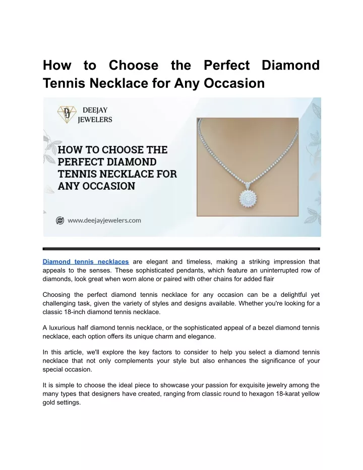 how to choose the perfect diamond tennis necklace