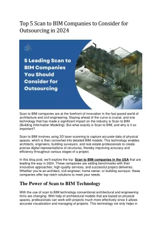 Top 5 Scan to BIM Companies to Consider for Outsourcing in 2024