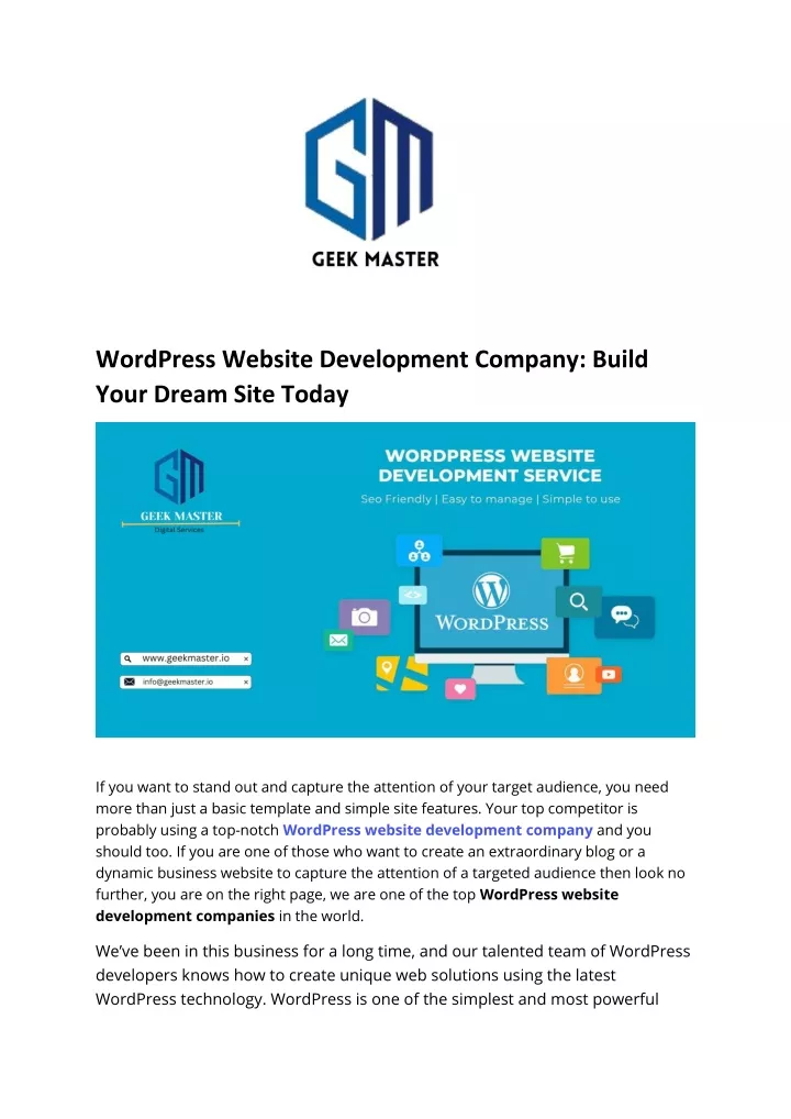 wordpress website development company build your