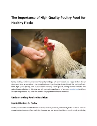 High-Quality Poultry Food for Optimal Health and Growth