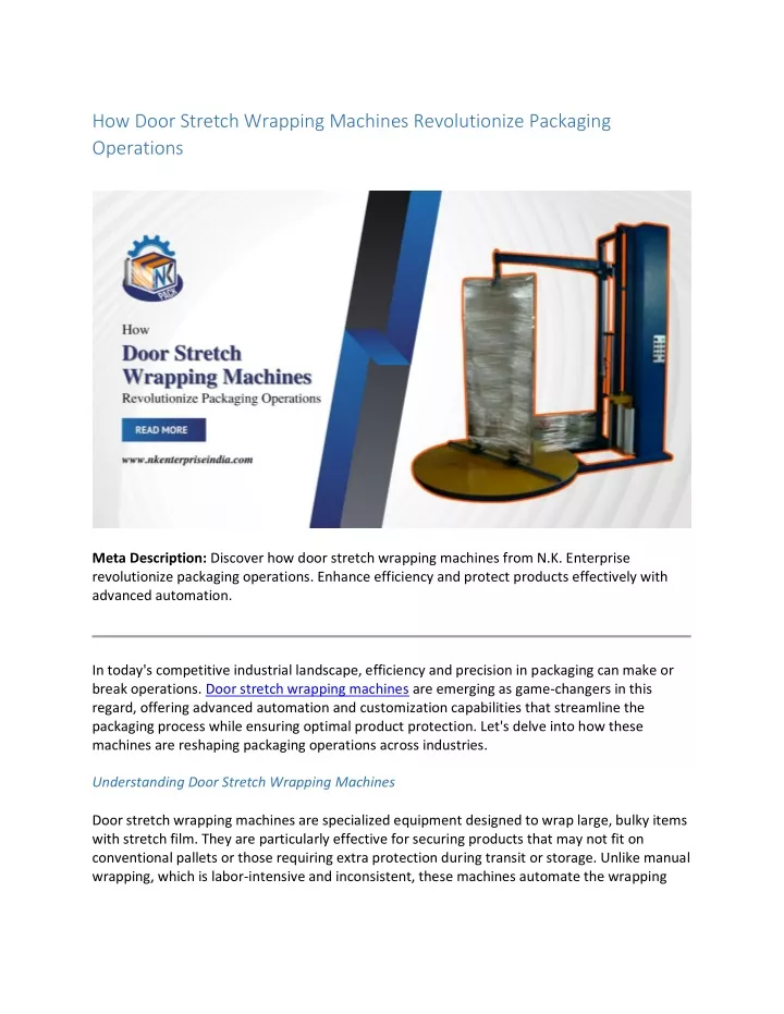 how door stretch wrapping machines revolutionize