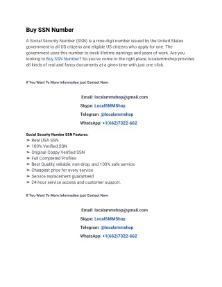 10 Easy Ways To Buy SSN Number