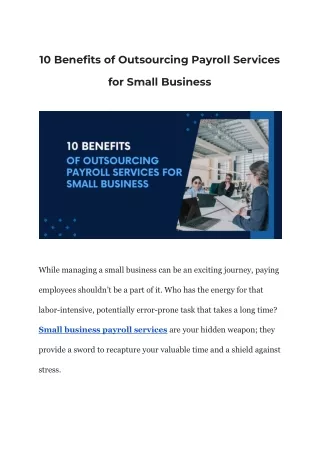 10 Benefits of Outsourcing Payroll Services for Small Business