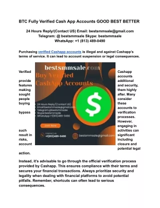 BTC Fully Verified Cash App Accounts