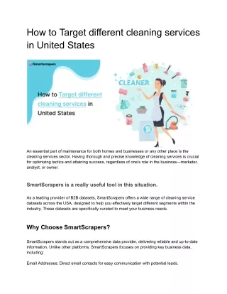 How to Target different cleaning services in United States