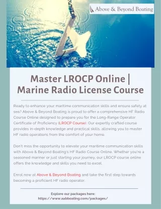 Master LROCP Online | Marine Radio License Course