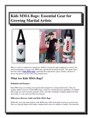 Kids MMA Bags Essential Gear for Growing Martial Artists