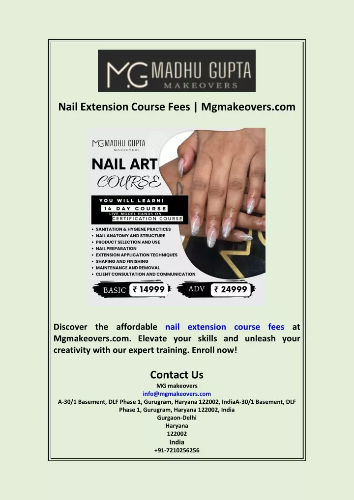 nail extension course fees mgmakeovers com