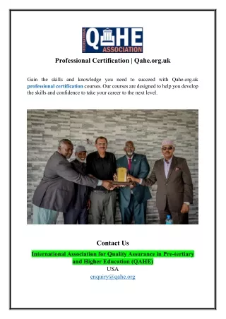 Professional Certification | Qahe.org.uk