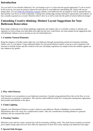 Unleashing Creativity: Unique Design Tips for Your Bathroom Improvement