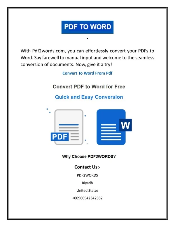 Convert To Word From Pdf  Pdf2words